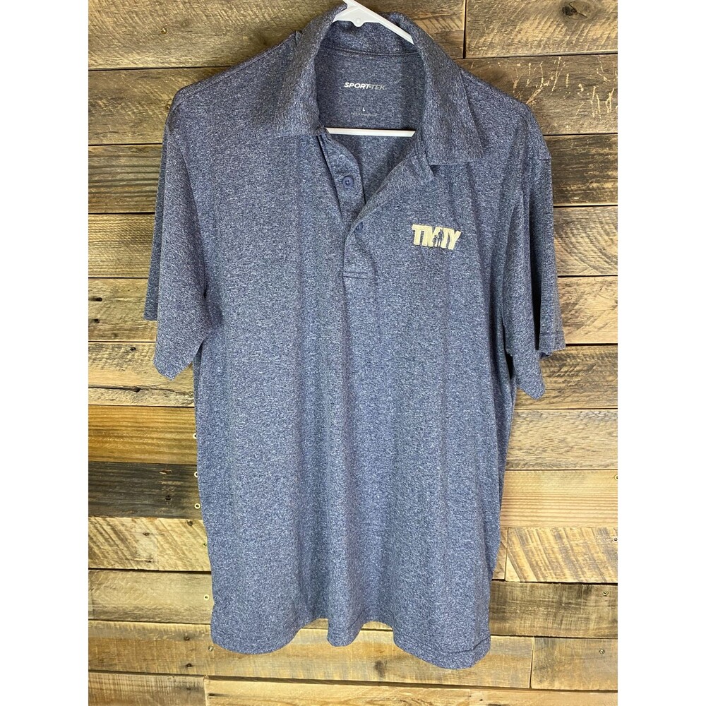 That Man Is You Mens Sz L Heather Gray Sport TeK  Short Sleeve Polo Shirt